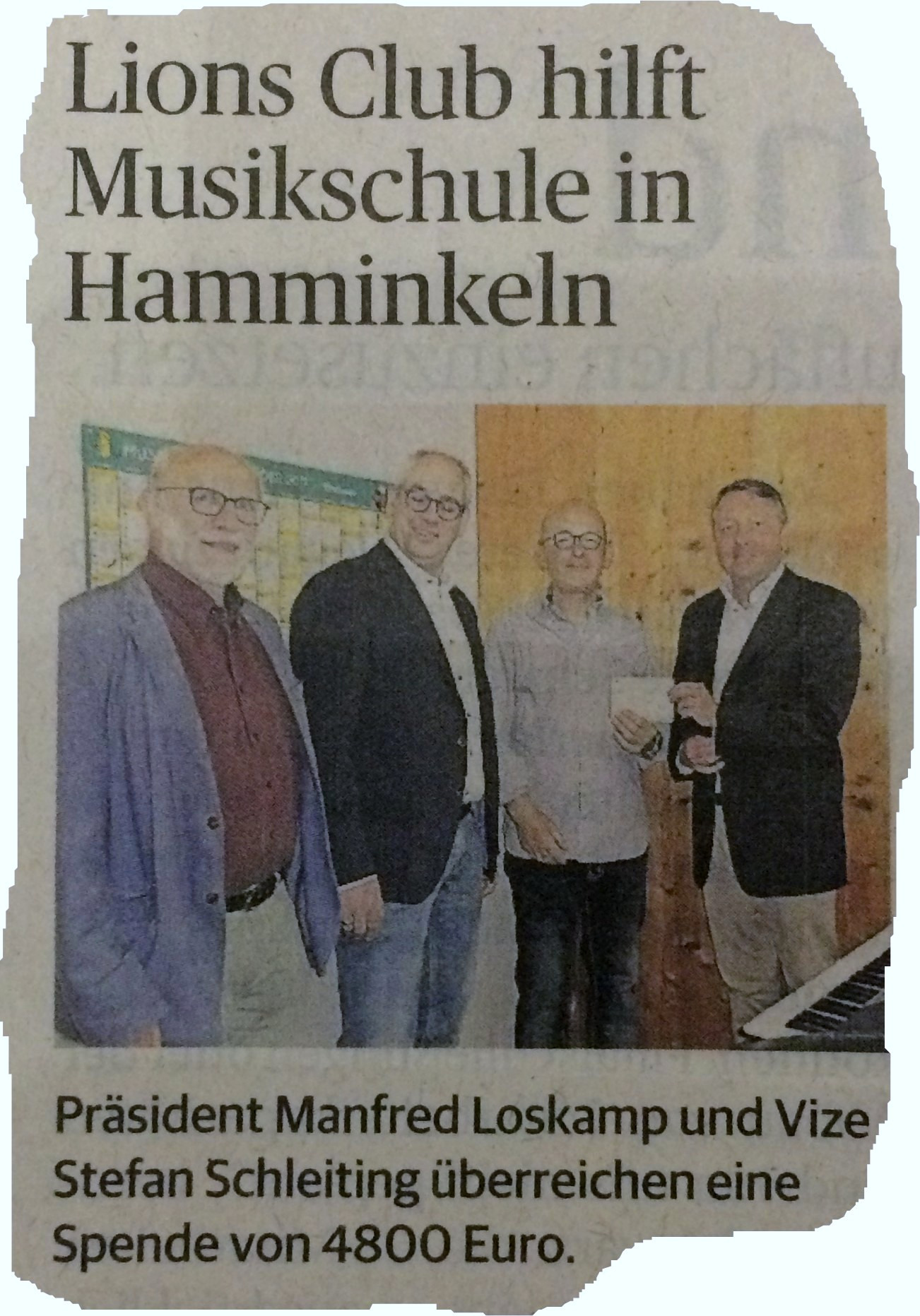 Unterstützung der Musikschule Hamminkeln