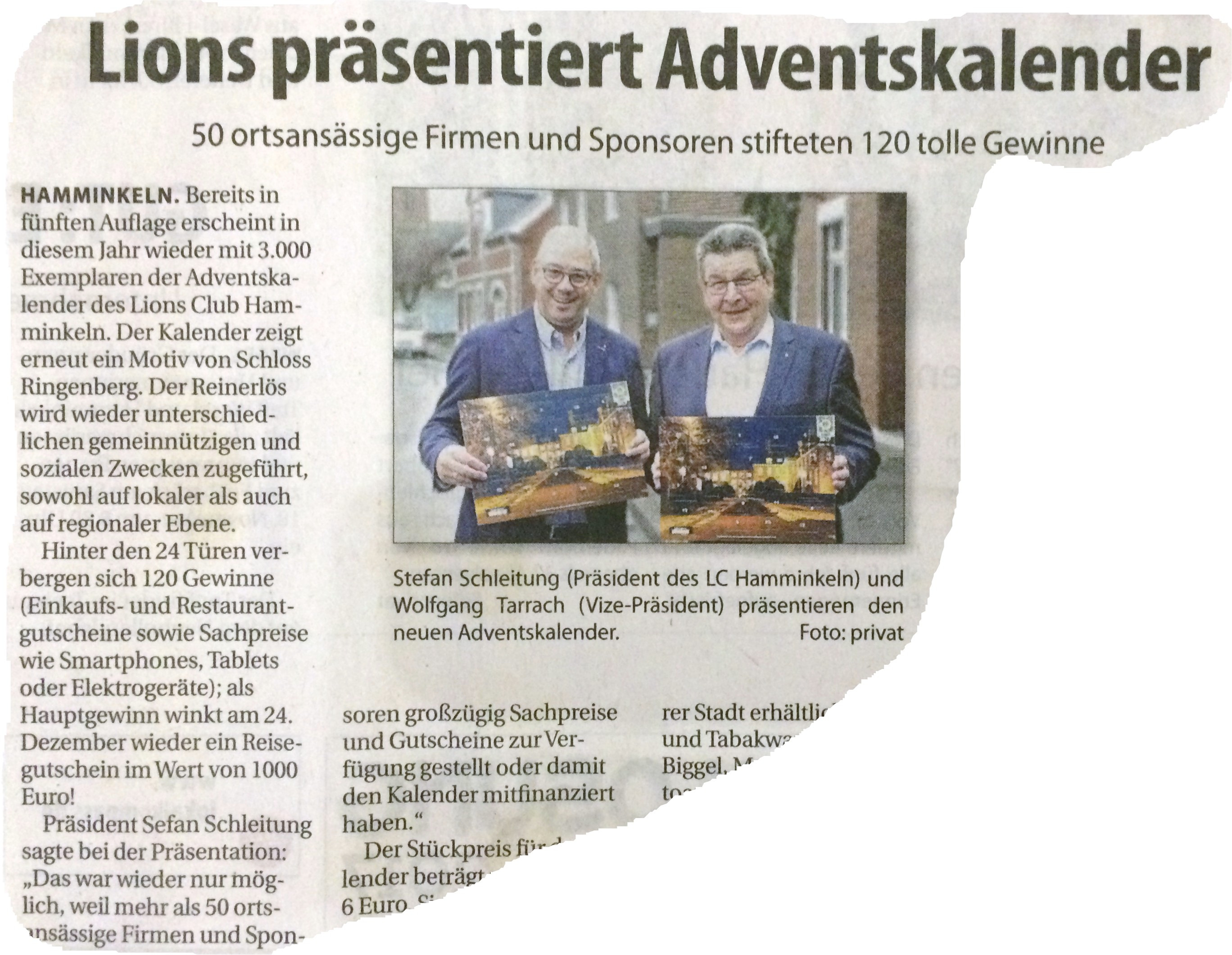 Präsentation des Adventskalenders 2017