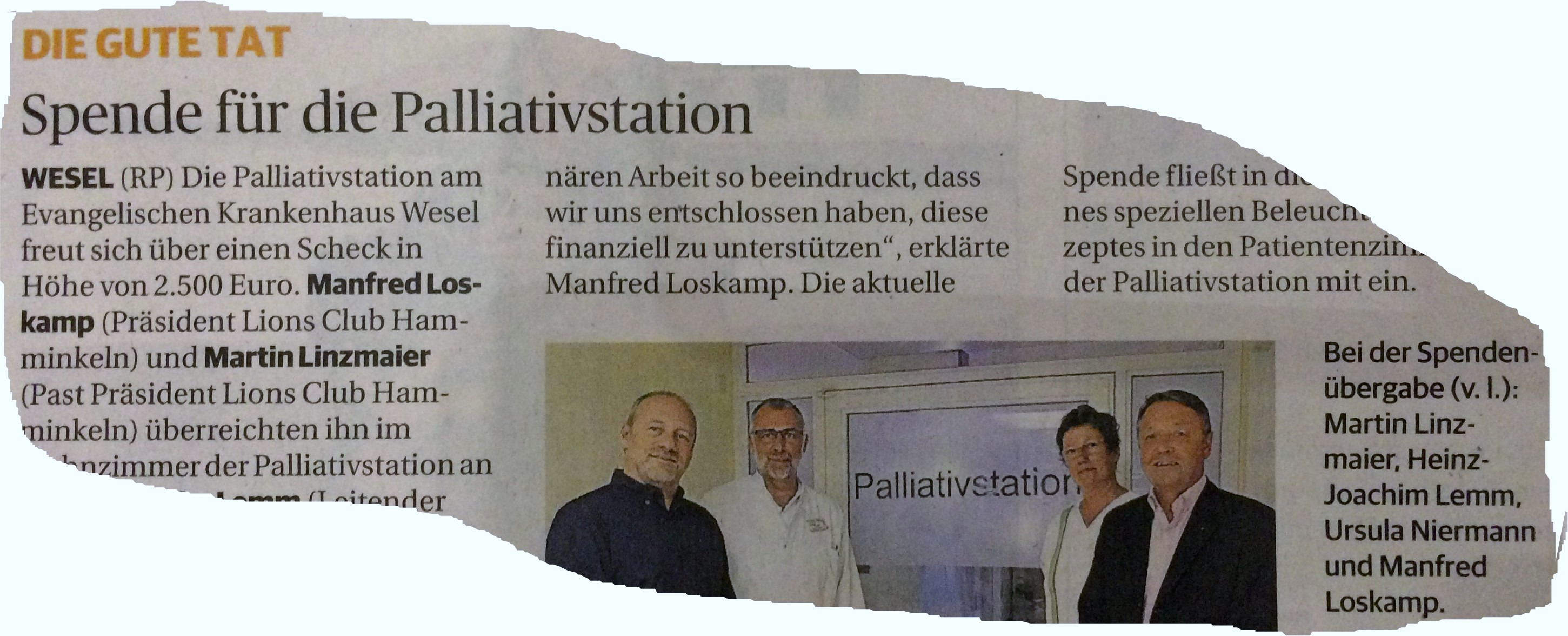 Palliativstation am Evgl. Krankenhaus erhält weitere Spende